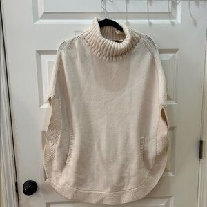 DKNY Cream Turtleneck Poncho Sweater